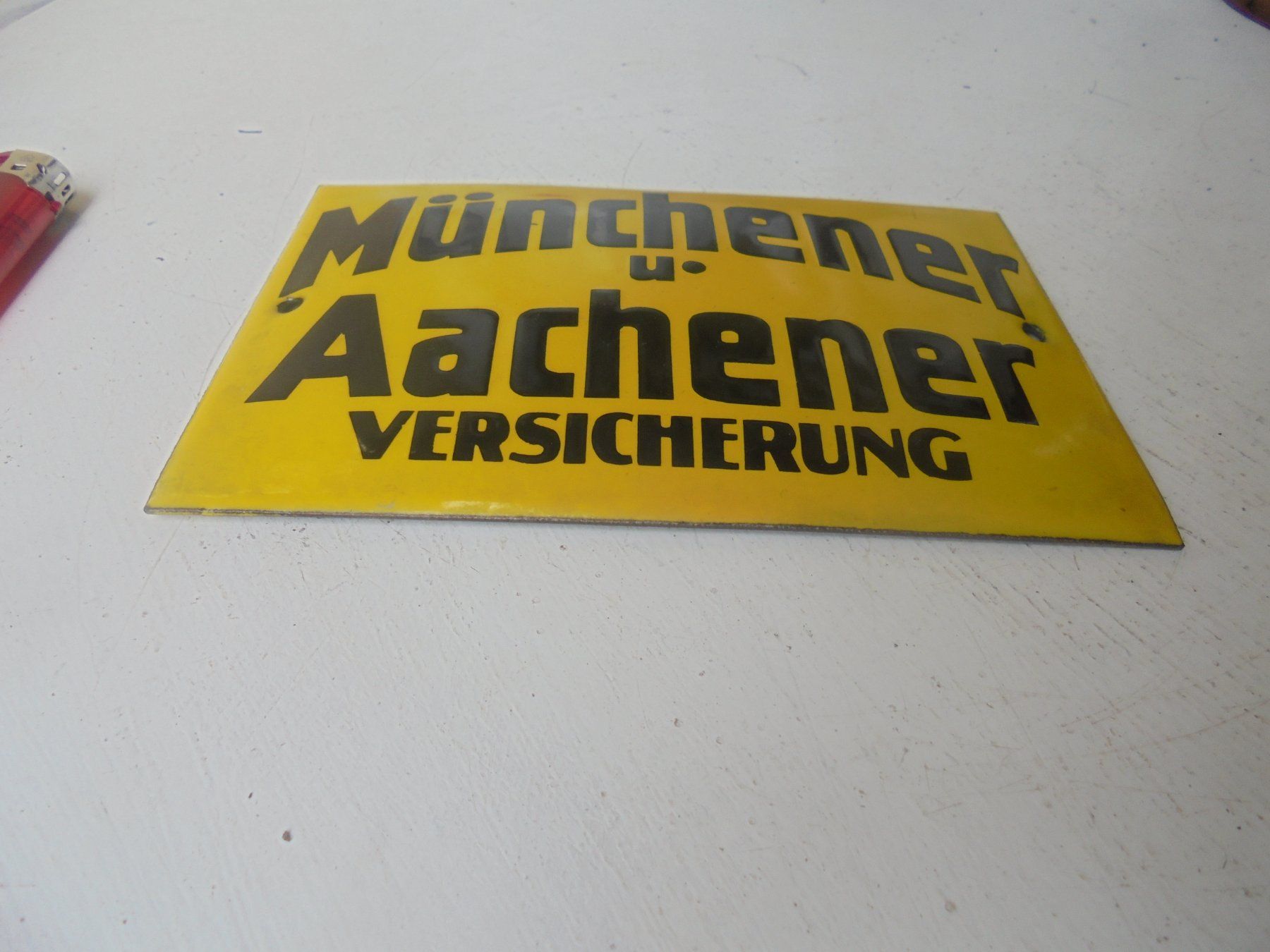 Schilder: Antikes, kleines Emailschild von ca. 1930-40 – Gebraucht aus Camorino von Hunpete 1