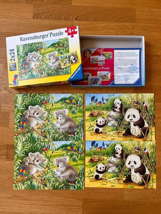 Ravensburger - Puzzle Panda e Koala, 2x500 Pezzi, Puzzle Adulti