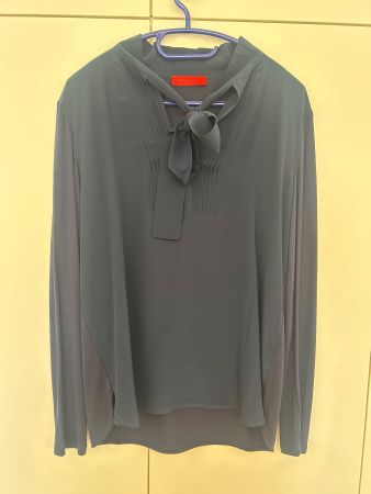 Max&Co. Langarm-Bluse: Gr. L, dunkelblau, neu (ohne Etikett)