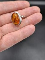 Vintage Ring baltischem Bernstein 925 Silber Grösse 17,5 cm