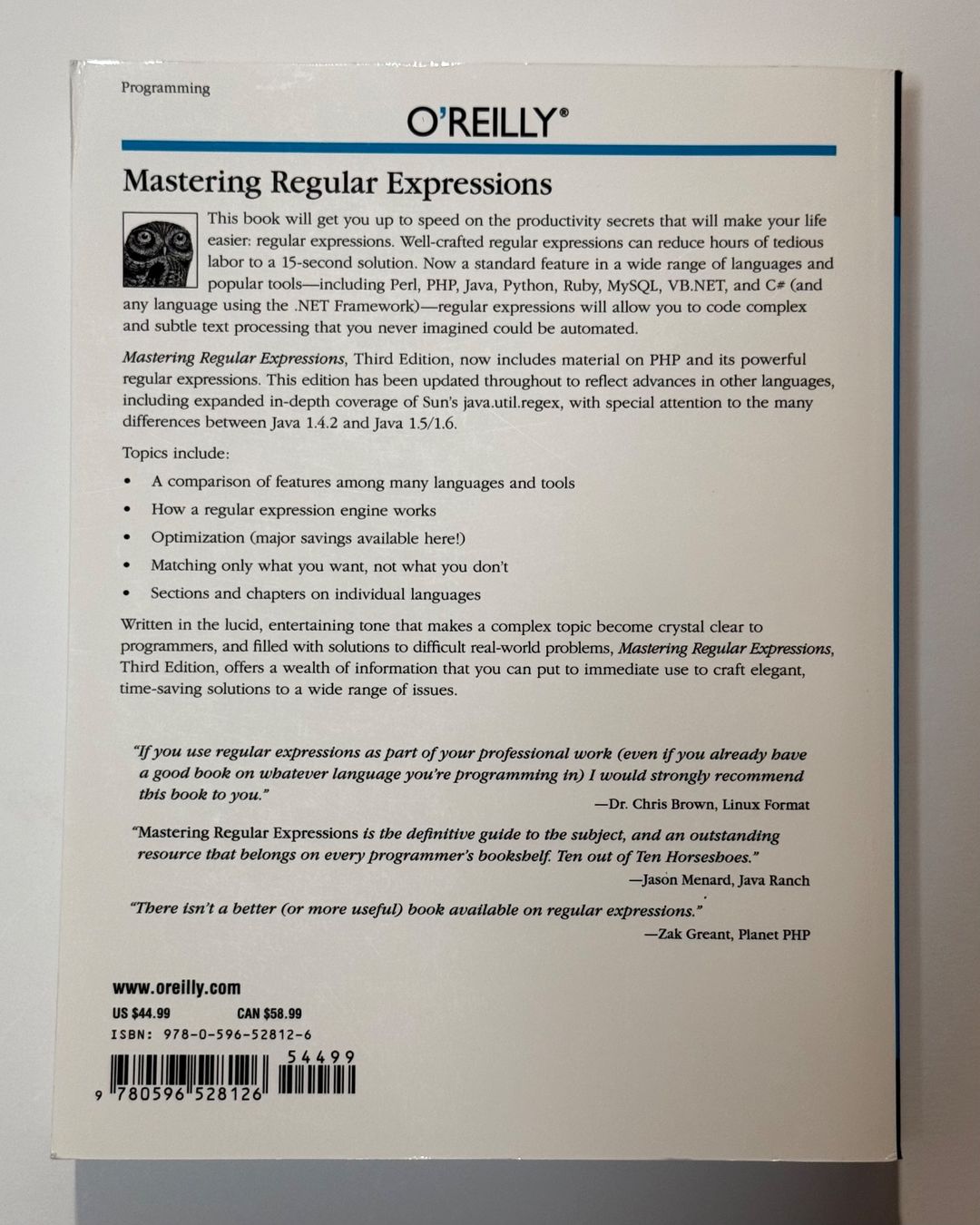 Livres: Mastering Regular Expressions (3rd Edition) | Friedl – D'occasion à Rapperswil SG par Maria_________ 1
