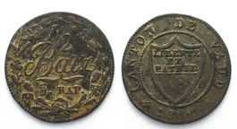 WAADT 1/2 Batzen 1818 Billon