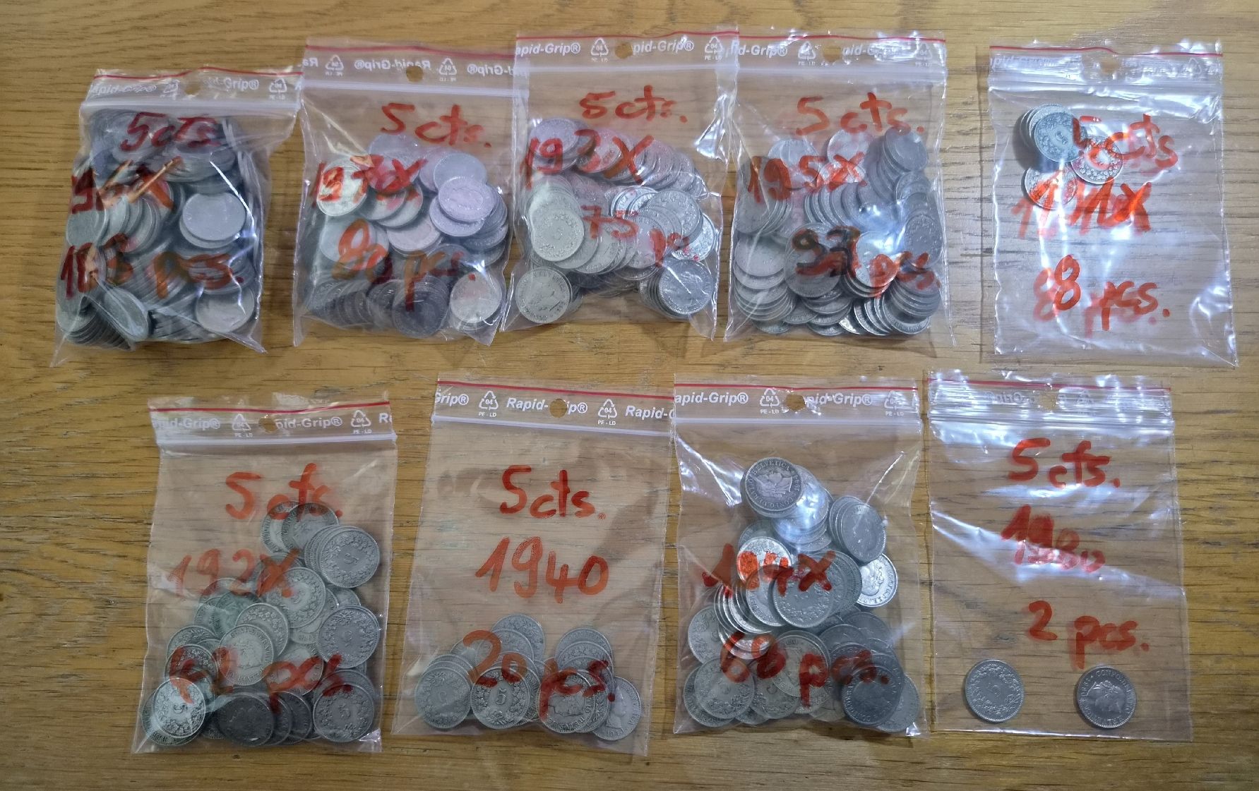 Tutti le monete: 571 x Pièces de 5 Cts Suisse – Usato da Vionnaz venduto da Rcf1