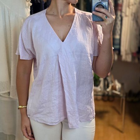 Taifun Leinen Bluse Lila Oversize 100% Leinen Gr L -XL