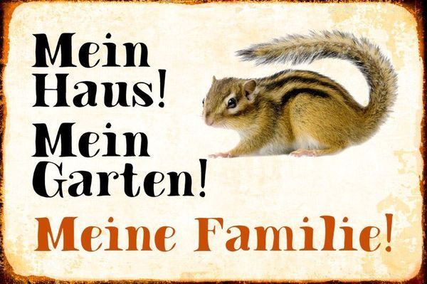 Schilder: Blechschild-EICHHÖRNCHEN-MEIN HAUS-MEIN – Neu und originalverpackt aus Rupperswil von big-one-sale