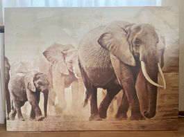 Elefanten Wandbild – Print auf Leinwand 140x100 cm