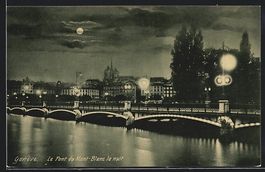 Genève, Le Pont du Mont-Blanc la nuit