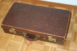 Valigia vintage in pelle del 1947 originale, stile retrò