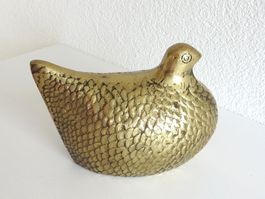 Messingfigur sitzender Vogel, von Gallo