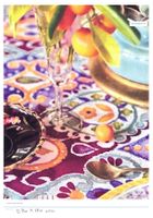 sehr schönes grosses Tischtuch ikat print Leinen NEU