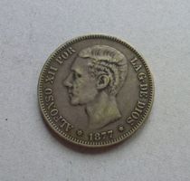Spanien ++ 5 Pesetas 1877, gute Erhaltung