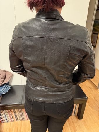 Schwarze Lederjacke Leonardo Gr. 38 Übergangsjacke Vintage