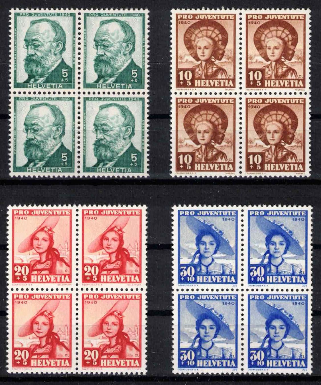 Tutti i francobolli: Pro Juventute 1940 im 4er-Block, postfrisch ** – Nuovo (secondo la descrizione) da Nuglar venduto da Stamp88