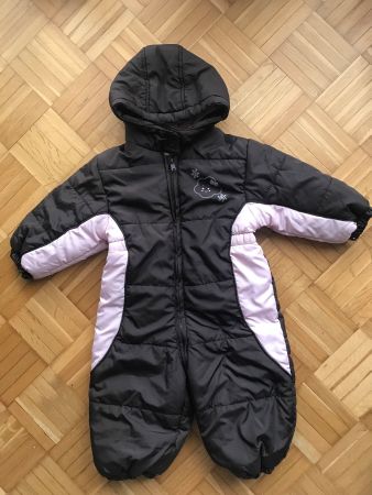Schneeanzug / Overall Baby Club Grösse 80 dunkelbraun/rosa