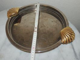 ANTIKES TABLETT "1930 JAHRE" VERGOLDET VERSILBERT 39 CM