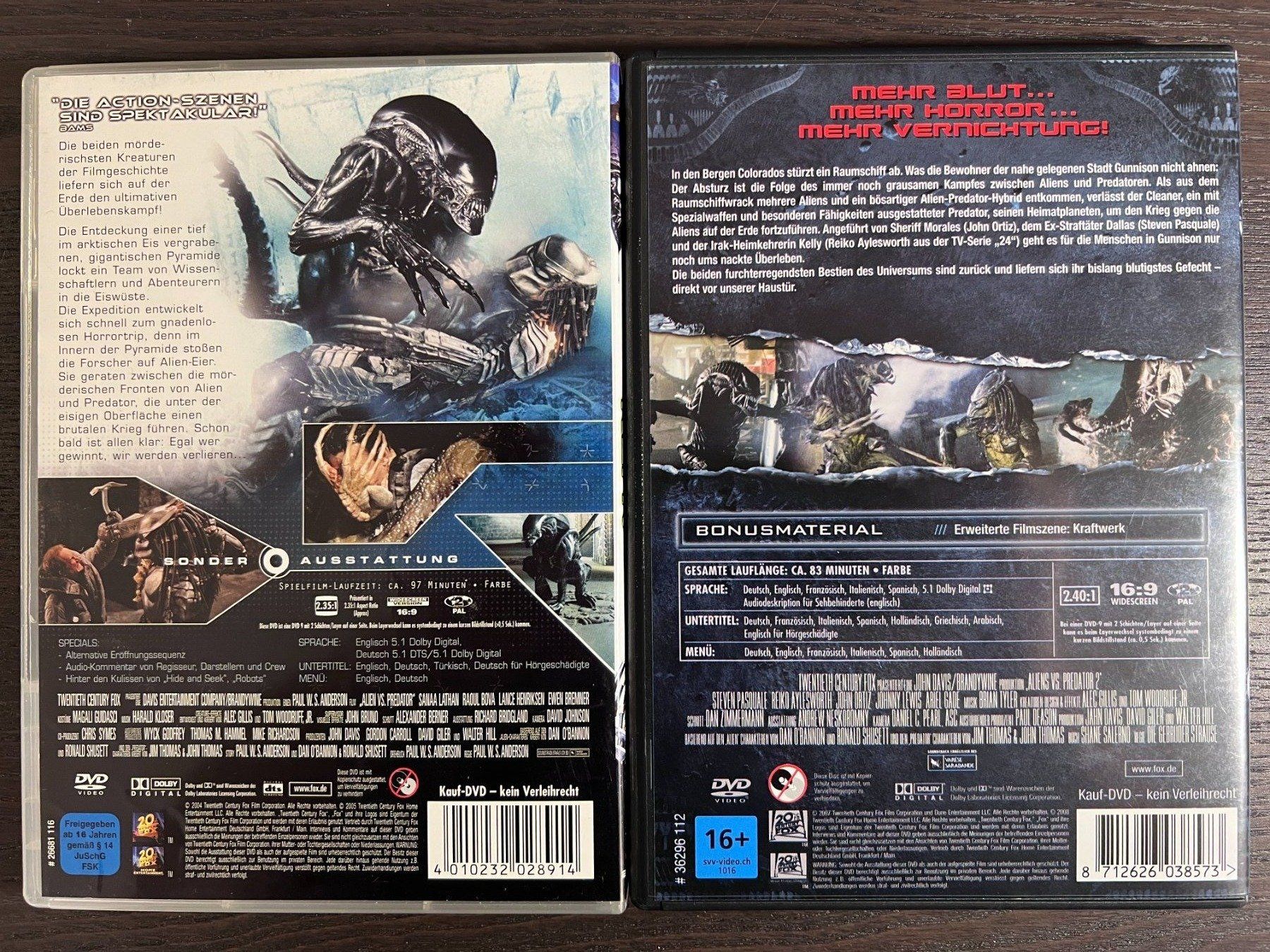 Tous les DVDs: Alien Vs. Predator - Teil 1 & 2 – D'occasion à Zürich par FilmFreunde 1