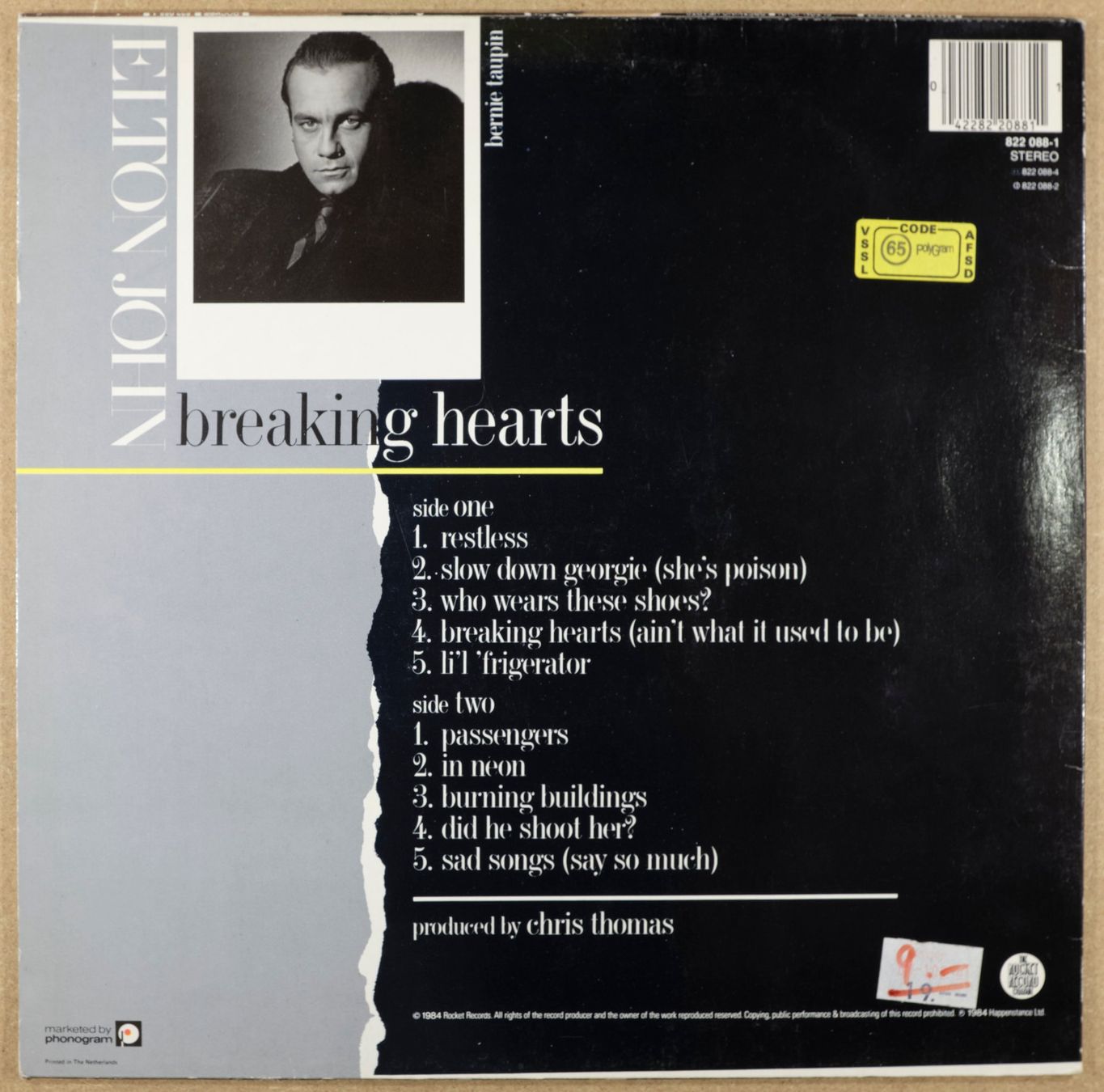 Dischi in vinile: Elton John - Breaking Hearts – Usato da Birmenstorf AG venduto da biggs02 1