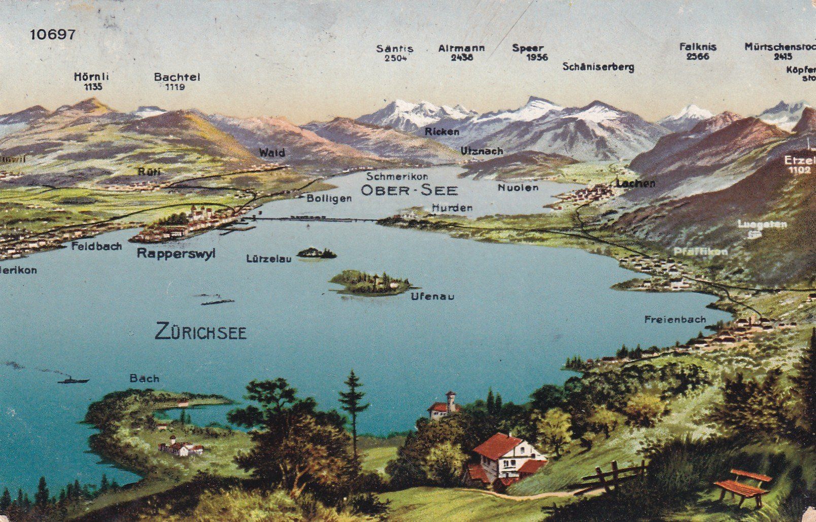 Cartoline postali: Zurichsee Panorama 1914 – Usato da Cormoret venduto da Pascalll2001