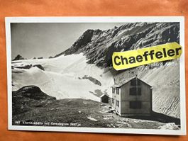 Alte Ansichtskarte Claridenhütte mit Gemsfairen 2437 m.