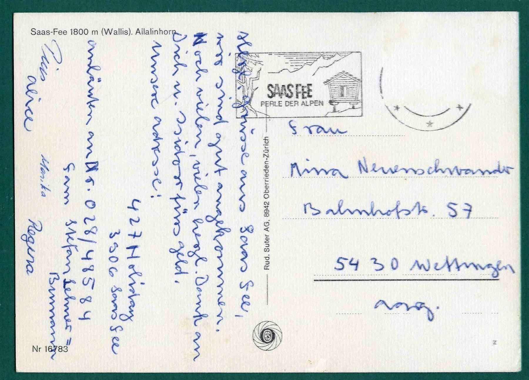 Cartoline postali: Saas-Fee, Allalinhorn, gelaufen, Grossformat – Usato da Sargans venduto da Hausi1951 1