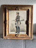 Ölgemälde Jäger mit Gewehr, A 87 Top Zustand!