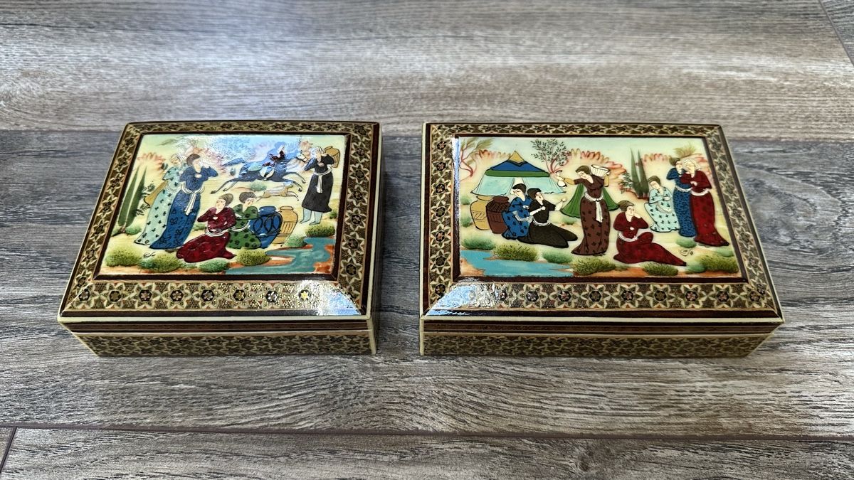 Portagioie: 2 Schatullen iranische/persische Handarbeit – Usato da St-Gingolph venduto da Edgar1920