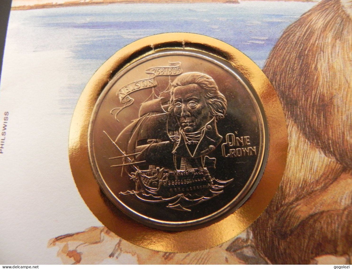 Alle Münzen: Münzbrief Gibraltar 1 Crown 1980 - General Nelson – Gebraucht aus Biel/Bienne von Gogolozi 1