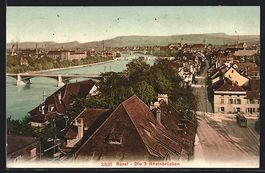 Basel, Strassenpartie und die 3 Rheinbr