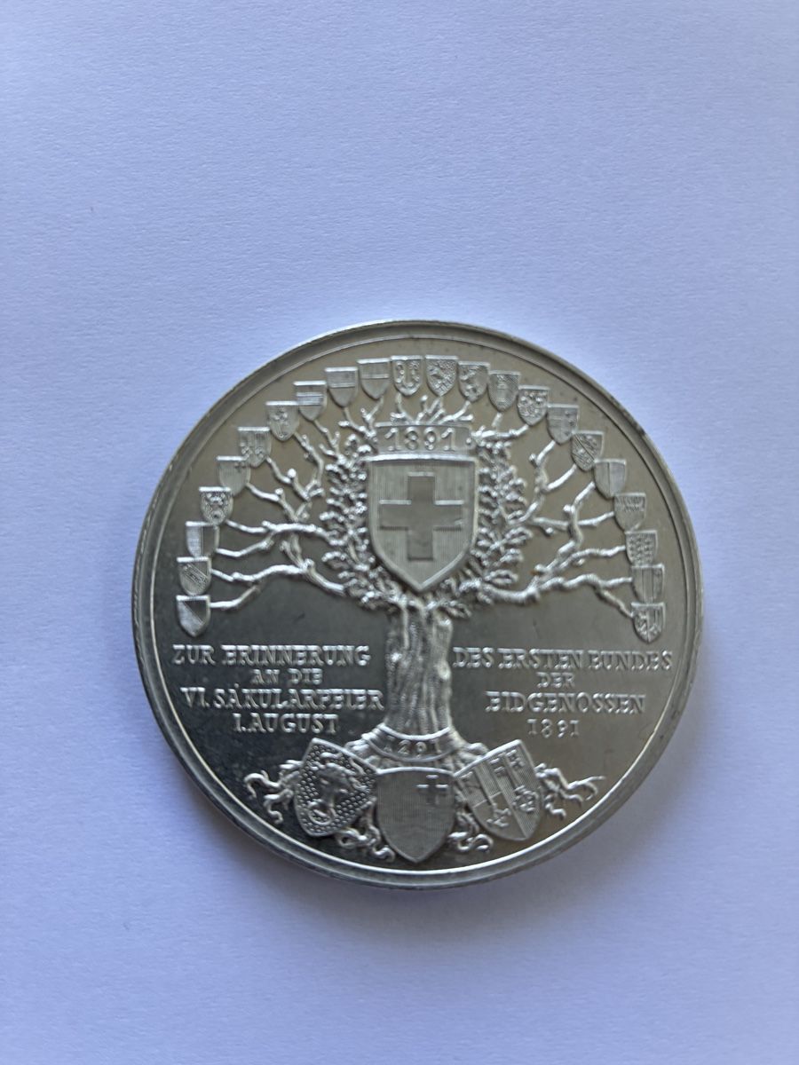 Medaglie: Medaille 600 Jahre Eidgenossenschaft 1. August 1891 – Usato da Riehen venduto da J.-M.