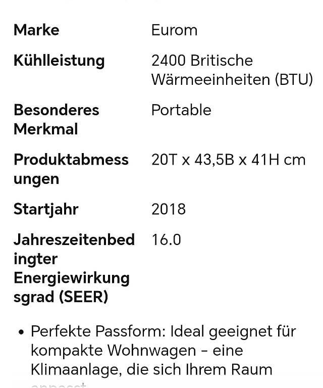 Condizionatori: Eurom AC2401 Klimaanlage – Usato da Weinfelden venduto da pha_5hg2 1
