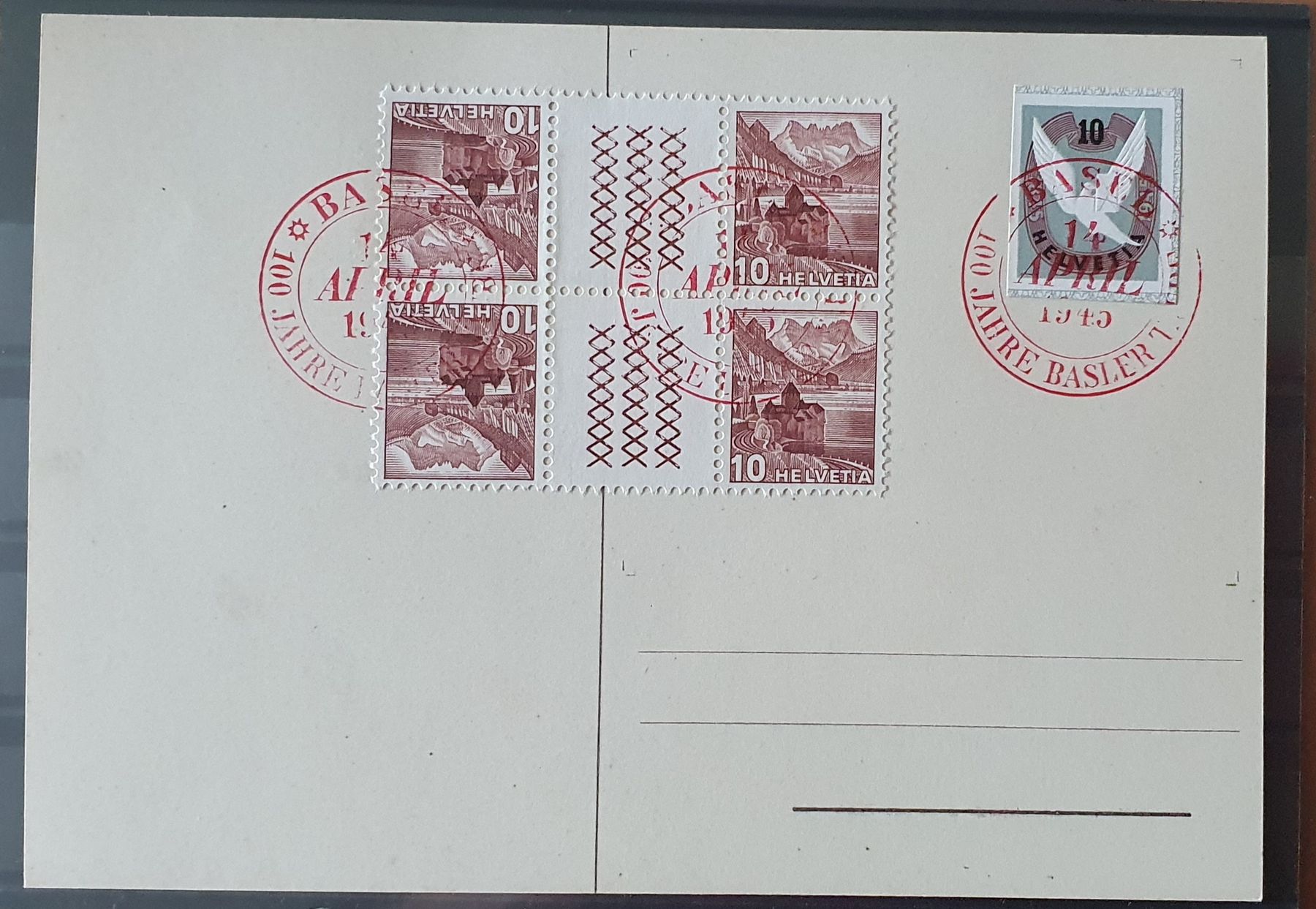 Tutti i francobolli: Karte Basel 1945, W22 - FDC  Ausschnitt – Usato da Kreuzlingen venduto da Rschweiz1