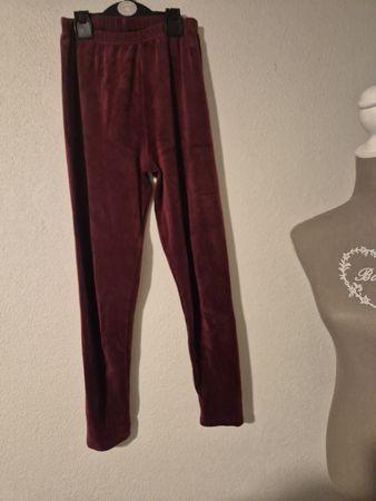 Damen Leggings Samt dunkelrot elastisch gr s