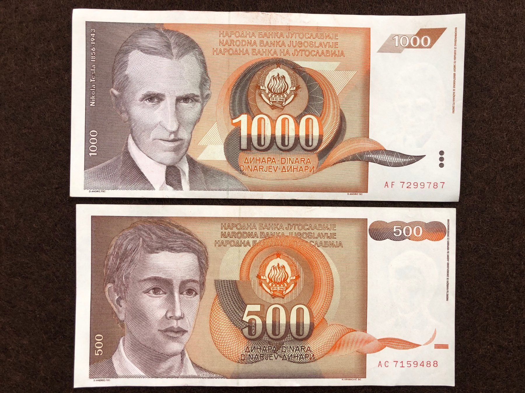 Banconote: Belgrad 1990/91 - Dinar - Mann/Tesla – Nuovo (secondo la descrizione) da Pfäffikon SZ venduto da Sieben77