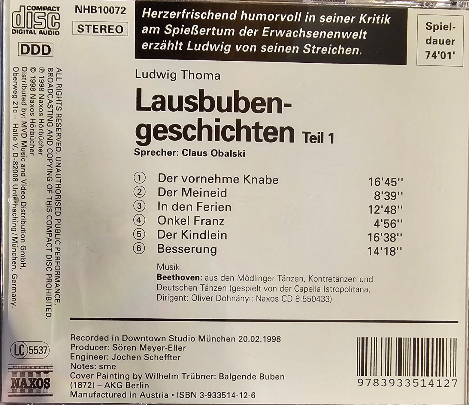 Audiolibri: Ludwig Thoma - Lausbubengeschichten Teil 1 + 2 – Usato da Wahlen b. Laufen venduto da Cg10 1