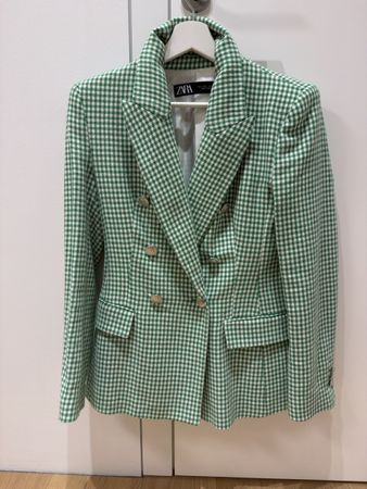 Zara Blazer, Grün Weiss Kariert, Grösse S, Top Zustand!