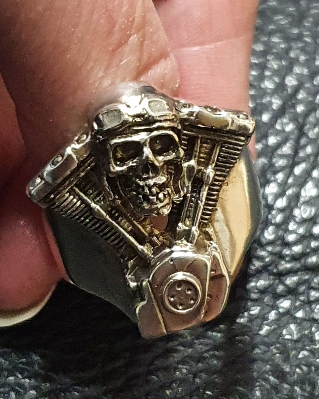 Ringe: Neu: Ring Motor Skull / Gr. 70 / 925 Silber – Neu (gemäss Beschreibung) aus Muri AG von Edlerweiss-Schwarz 1