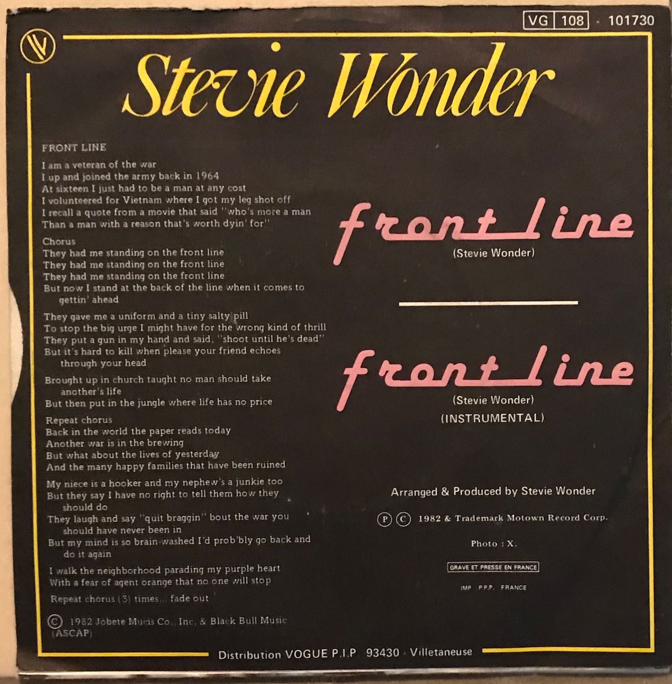Schallplatten: STEVIE WONDER - FRONT LINE – Gebraucht aus Bussigny von vinyl-pas-cher 1