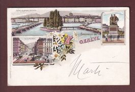 Souvenir de GENEVE - 1909 Litho Blümlein // pli d'angle //