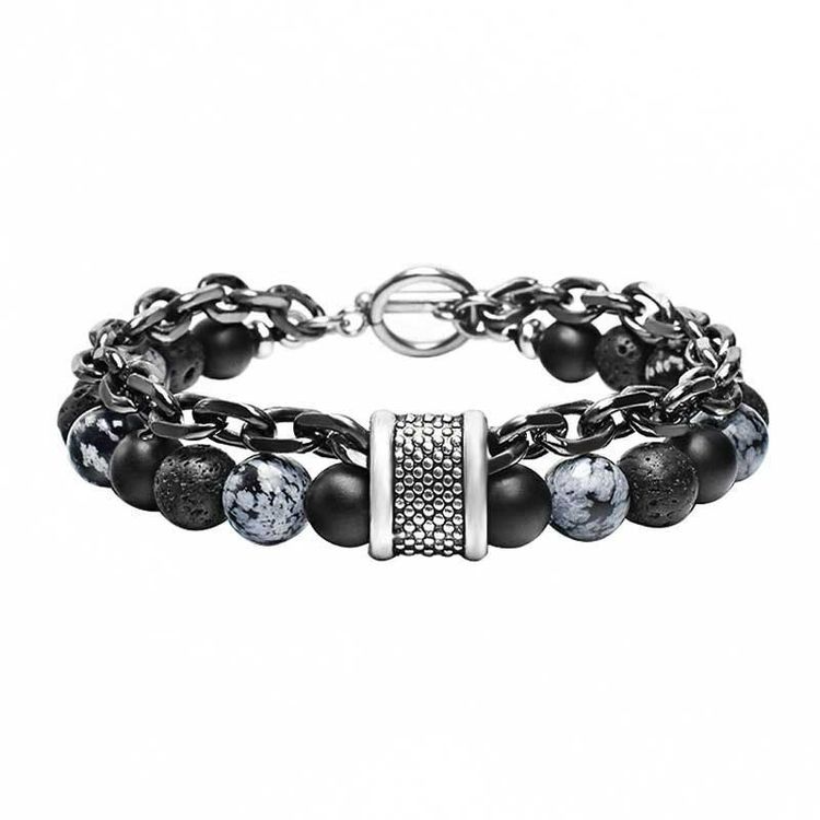 58+ Naturstein Armband Herren, Edelstahlarmband und 6 mm türkis