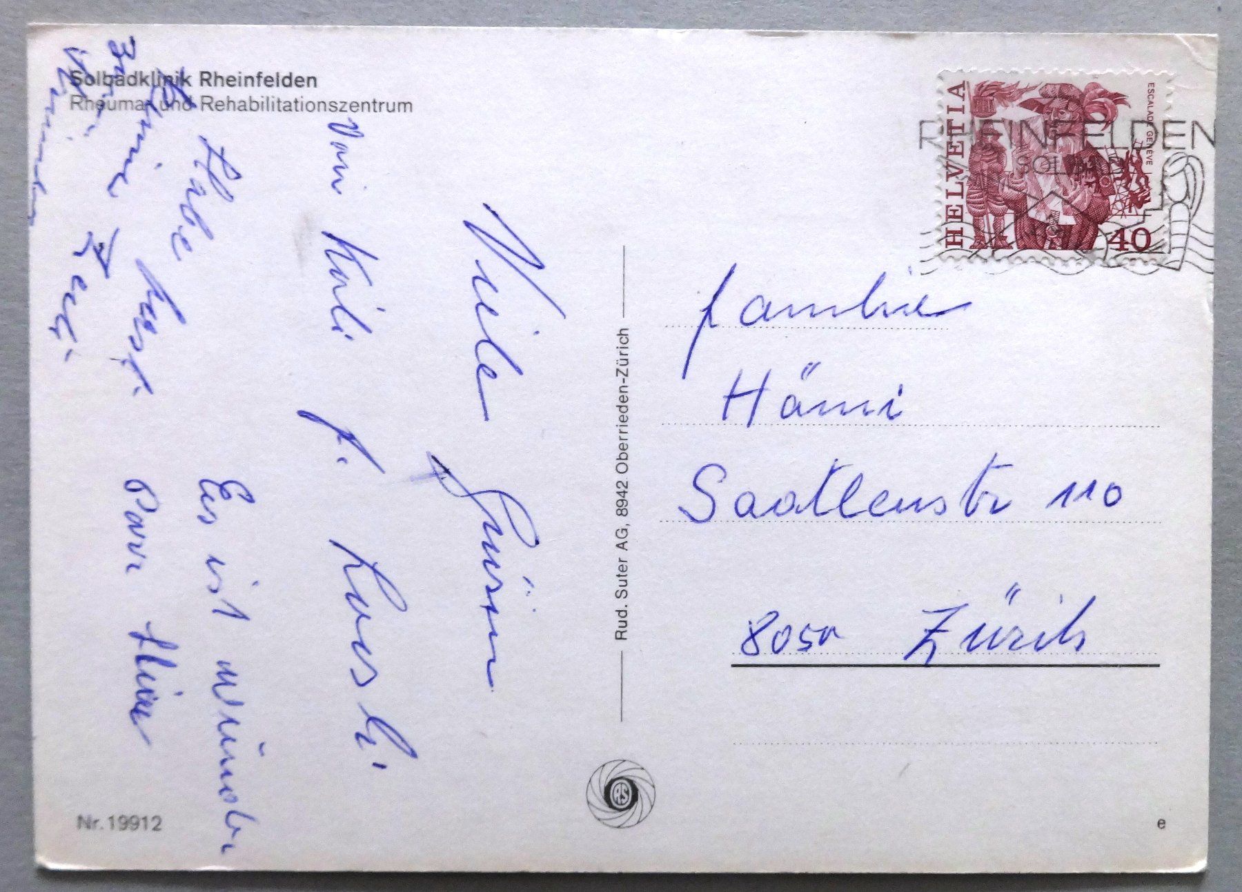 Cartes postales: Solbadklinik Rheinfelden – D'occasion à Fétigny par Billy2miny 1