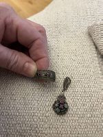 Ensemble bague pendentif avec rubis émeraude et saphir