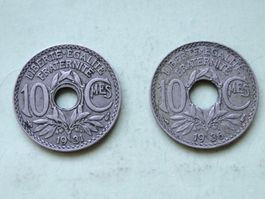 2x  10 Centimes France 1931 et 1936 Lindauer