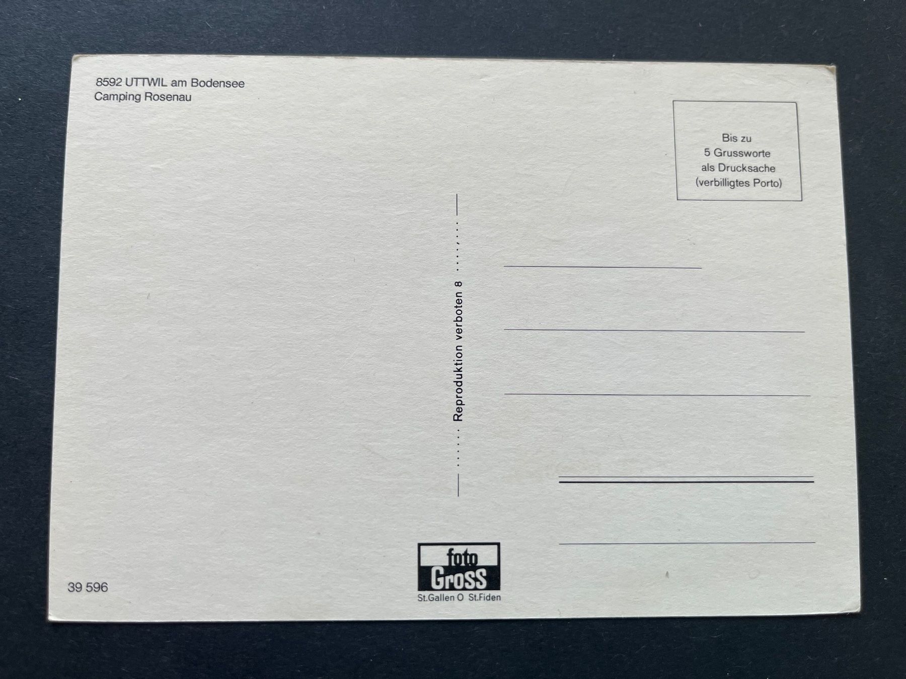 Cartoline postali: UTTWIL am Bodensee Camping Rosenau – Usato da Ostermundigen venduto da DaxKarten-75 1