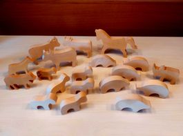 Holztiere Set Spielfiguren Bauernhof NEU 19 Stück