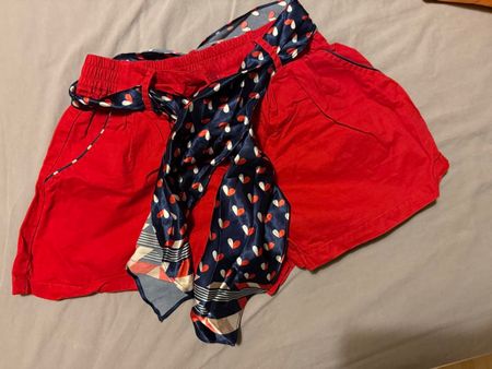 Red Summer Shorts with Scarf Belt. Cute!