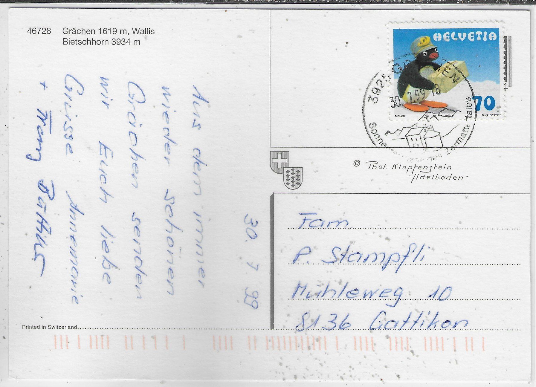 Cartoline postali: Grächen - Dorfansicht – Usato da Ettingen venduto da Kartenplanet 1