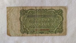 Tschechoslowakei 5 Korun 1961, Historische Banknote (WA3)