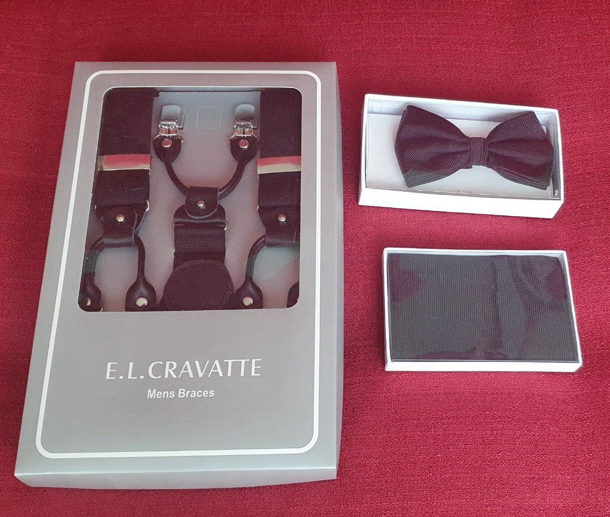 Altro in  Abbigliamento & Accessori: Edles Herren-Set: E.L. Hosenträger, Fliege & Einstecktuch – Nuovo e nell'imballaggio originale da Auw venduto da beretta1966 2
