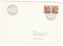 Lettre de Zürich cachet S345 pour Thalwil le 14.VIII.53