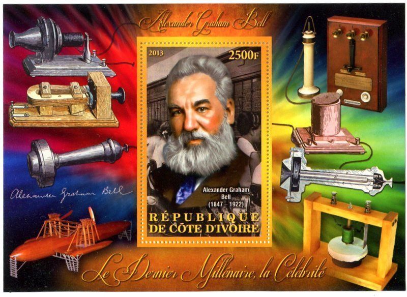 Tutti i francobolli: Block "Telefon. Graham Bell". Elfenbeinküste – Nuovo e nell'imballaggio originale da Basel venduto da Butsch5